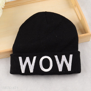 Hot selling winter embroidered beanie hat cuffed skull cap for adults