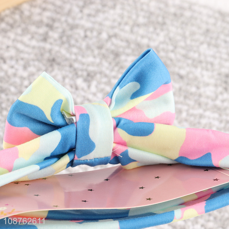Popular product baby headband soft printed elastic hairband with bow
