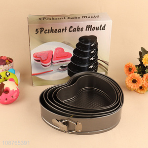 China factory 5pcs heart shape non-stick cake mold set