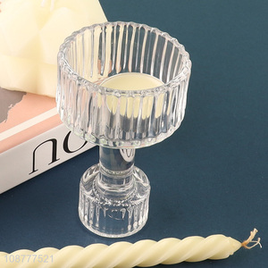 High quality double sided glass taper candle holder