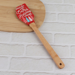 Hot selling wooden handle Christmas silicone spatula