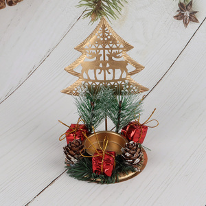 Factory supply pine cones Christmas candle holder for table centerpiece