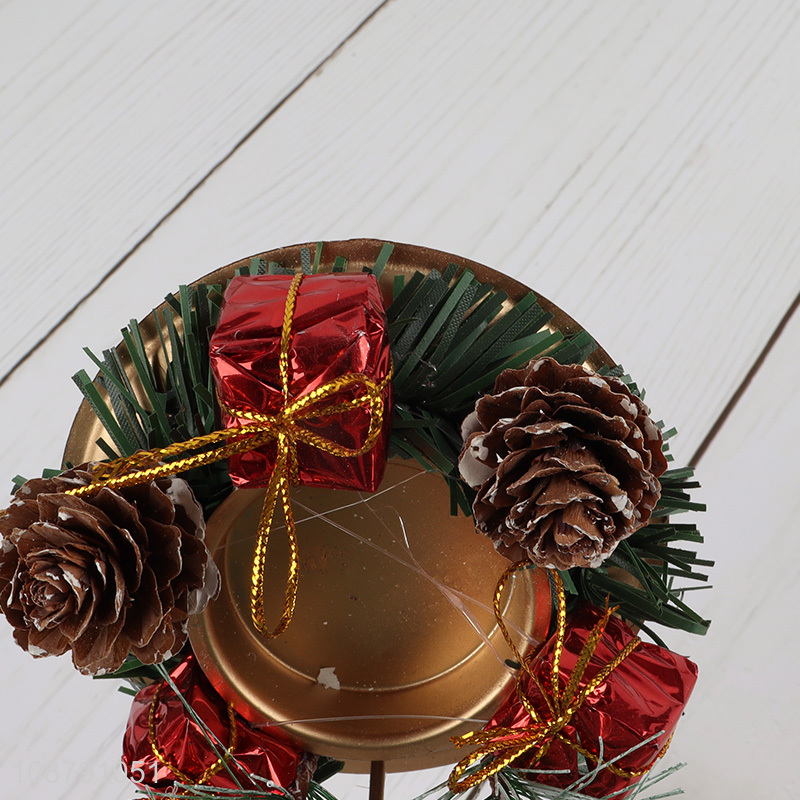 Hot selling metal Christmas candle holder pine cones candlestick