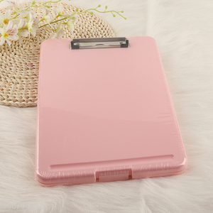 Good quality multifunctional plastic clip board with pen holder