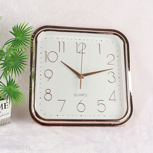 Hot selling square silent plastic wall clock for home office