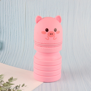Good quality cute retractable silicone pencil case for kids