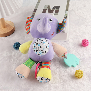 Wholesale hanging soft plush rattle musical toy for babies