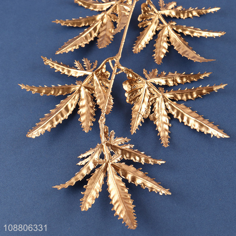 Hot selling metallic faux plant leaves for table decoration