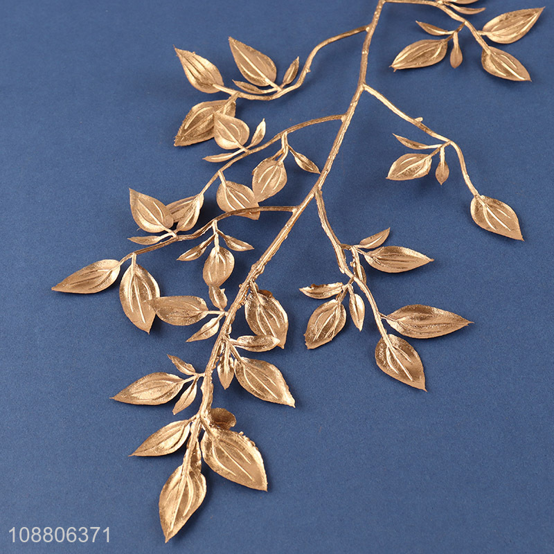 Wholesale gold artificial leaves fake plant for wedding decor