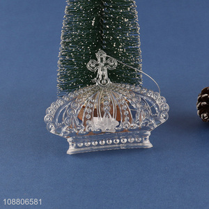 High quality clear acrylic crown ornaments Christmas tree hanging decor