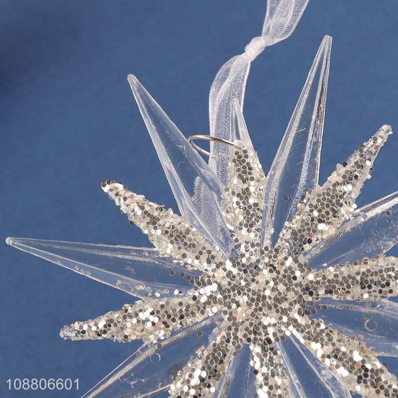Hot selling clear acrylic hanging star pendants Christmas tree decor