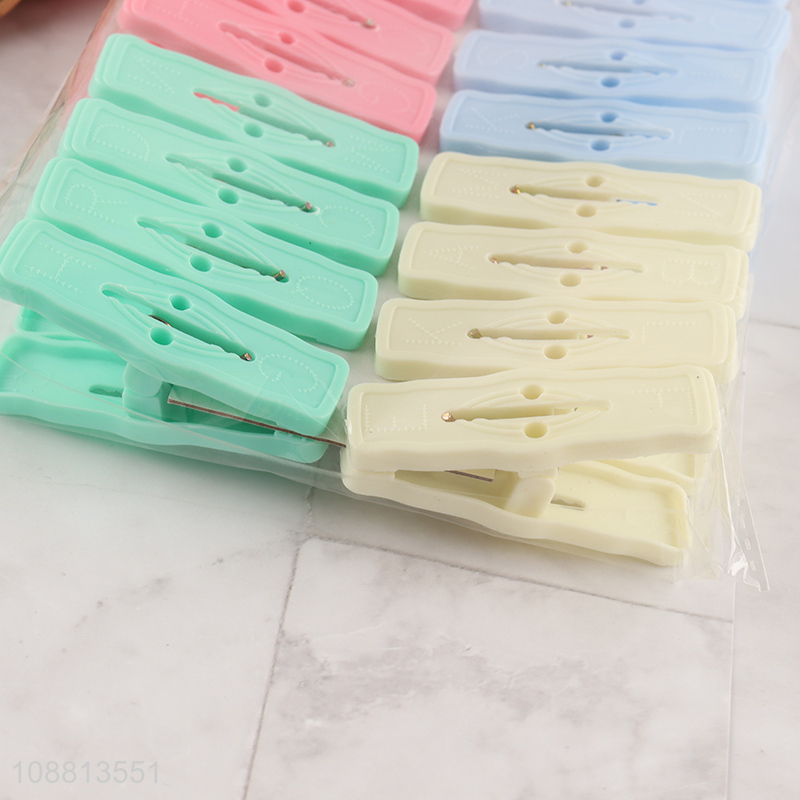 High quality 16pcs colored plastic clothes pins with spring