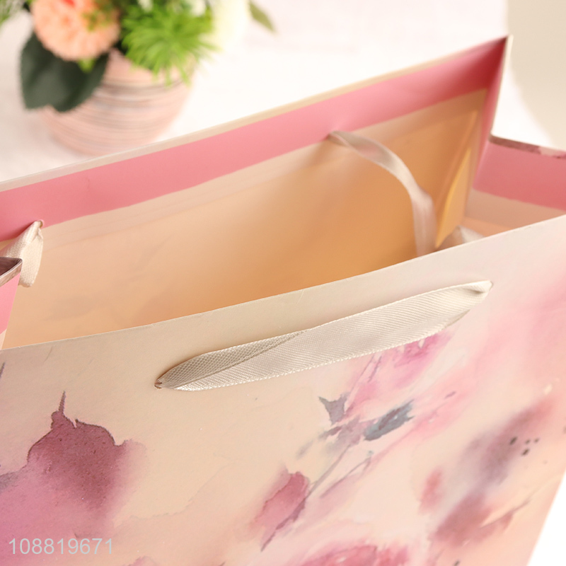 Hot sale floral print paper tote bag for gift packing
