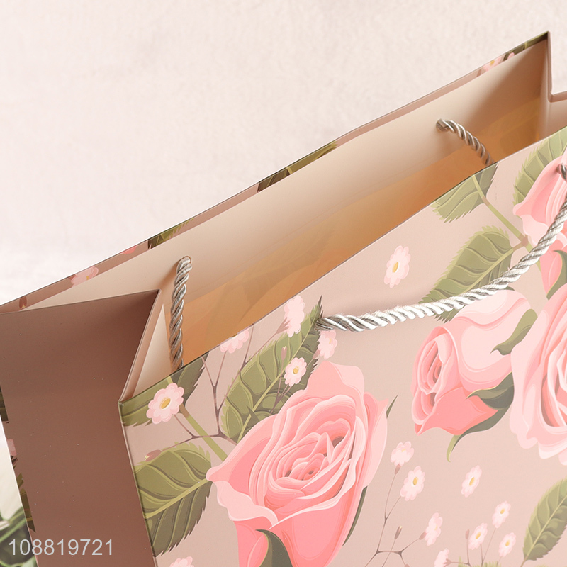 Hot selling heavy duty floral print paper gift bag