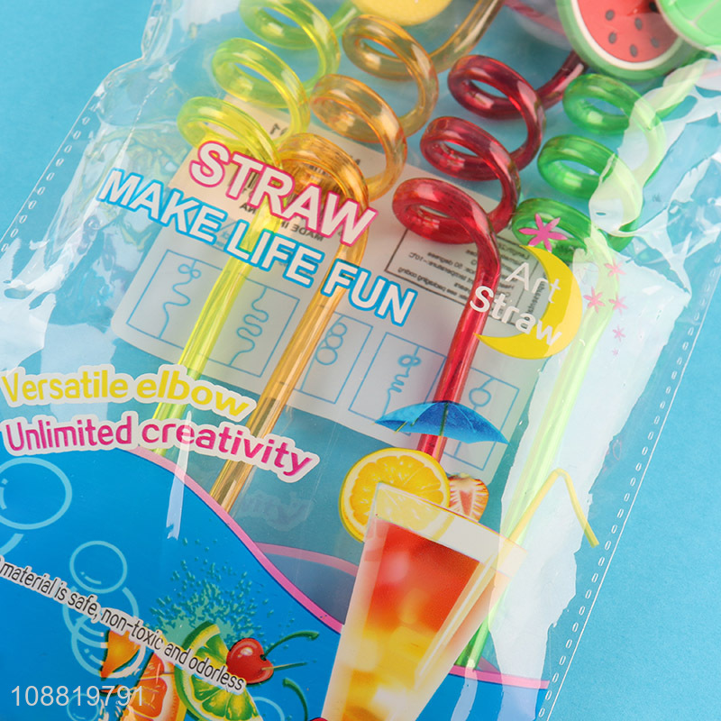Wholesale 4pcs reusable plastic cocktail straws party supplies