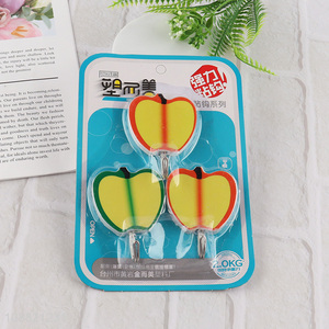 Low price 3pcs fruit shaped sticky wall hooks for hanging