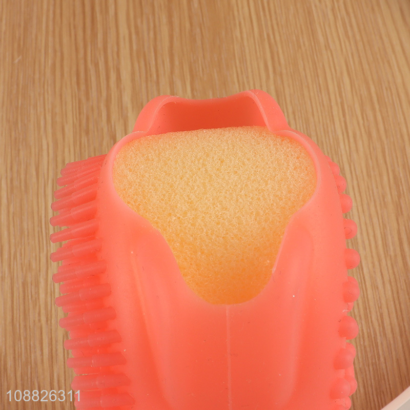 New product soft double sided silicone exfoliating body scrubber