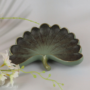 New product leaf shaped resin jewelry tray ring dish for women