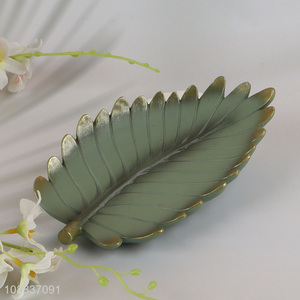 Good quality leaf shaped resin jewelry dish resin trinket tray