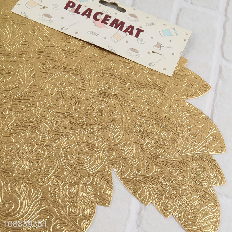 Latest design golden leaves shaped place mat dinner mat