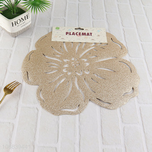 China wholesale golden flower shaped pvc dinner mat place mat