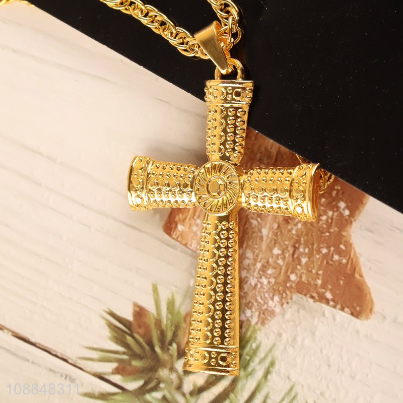 Online wholesale gold metal cross necklace for men and women