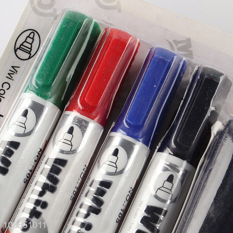 Hot selling 4pcs whiteboard markers with whiteboard eraser