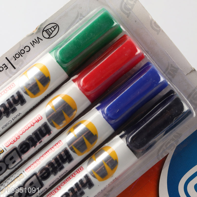Wholesale 4pcs dry erase low odor fine tip whiteboard markers