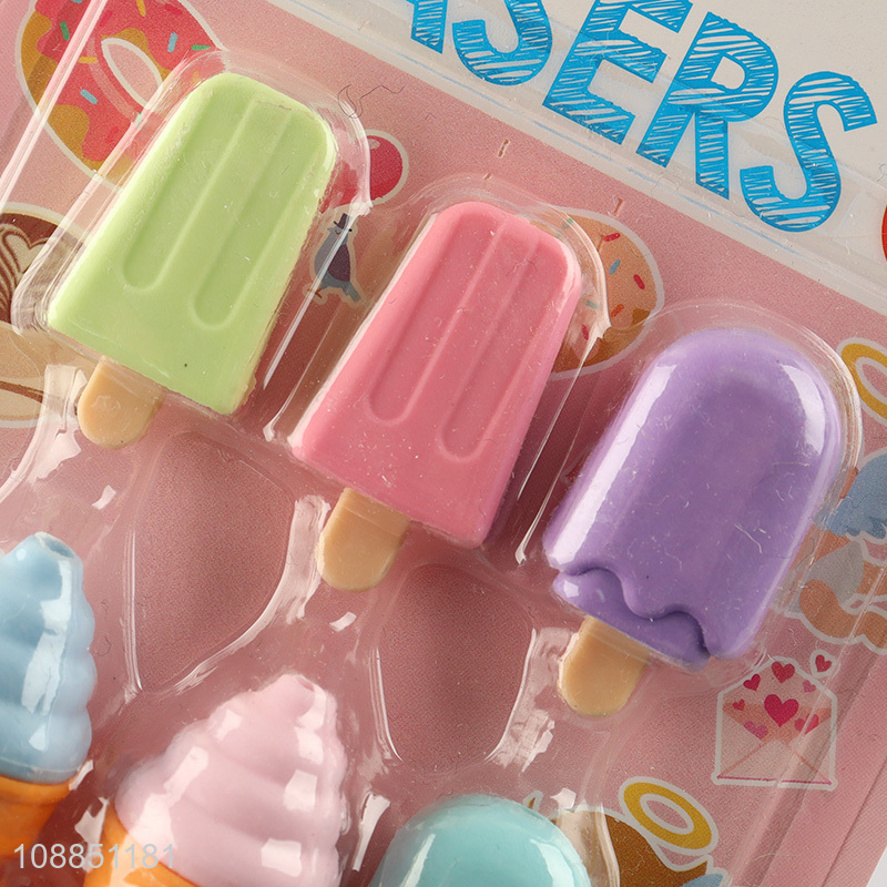 China wholesale 4pcs ice cream erasers pencil erasers for kids