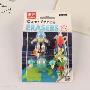 New product 4pcs outer-space erasers for kids party favors