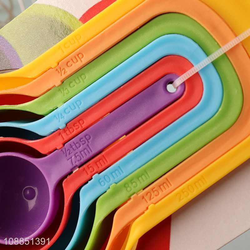 Good price 6pcs colorful plastic measuring spoons set for baking