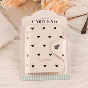 Online wholesale card bag heart printed pu leather card holder
