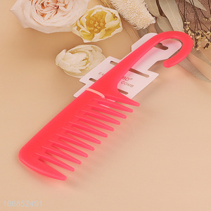 Wholesale wide tooth salon hairdressing detangling comb with hook