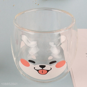 Good quality cute double walled high borosilicate <em>glass</em> drinking <em>cup</em>