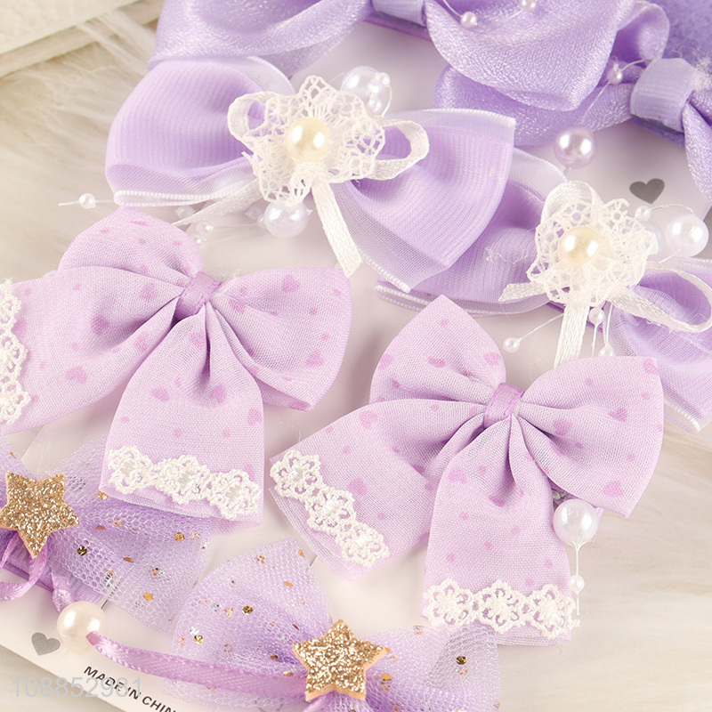 Factory supply 8pcs cute bowknot hairpins set for kids girls