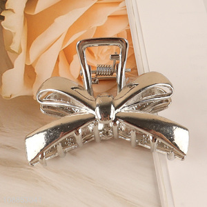High quality silver bowknot hair claw clips metal hair clips for women