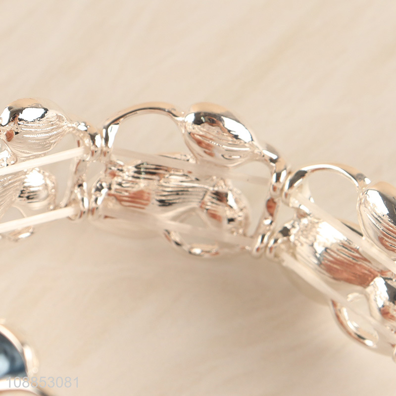 New product fashion metal flower bangle stretch bracelet for women