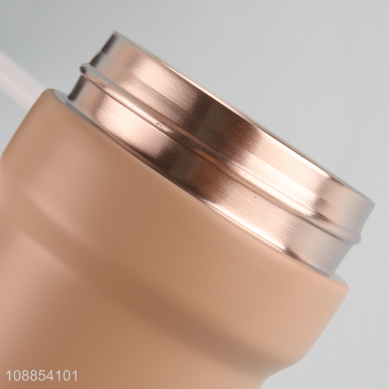 Wholesale 500ml double wall vacuum insulated coffee mug with flip straw & handle