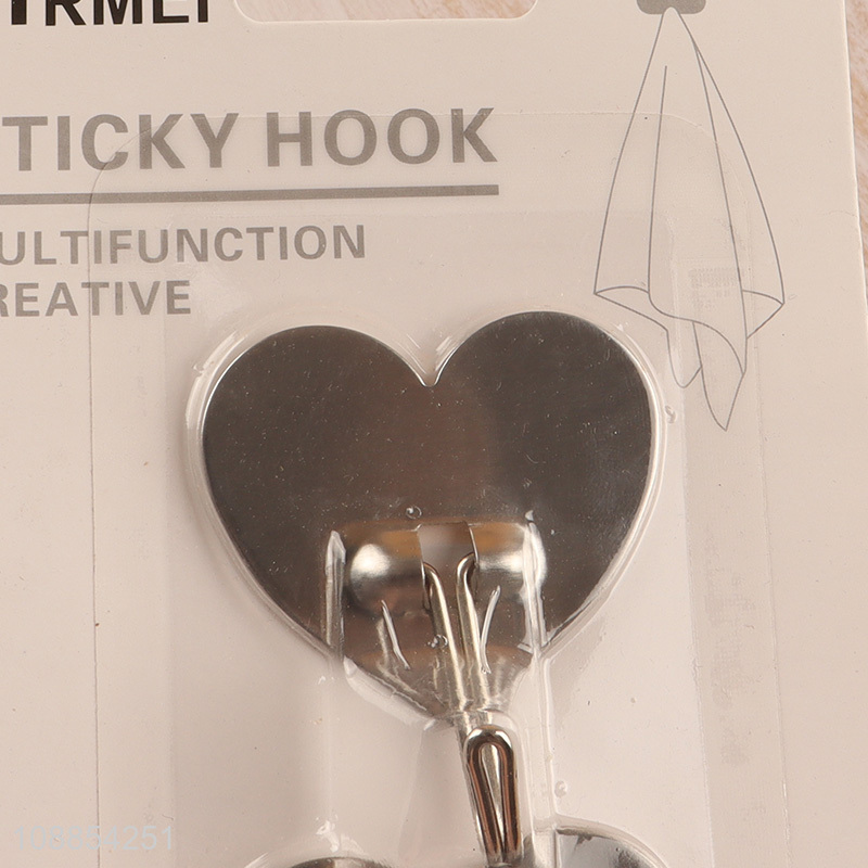 Yiwu factory 2pcs heart shape multifunction sticky hook set