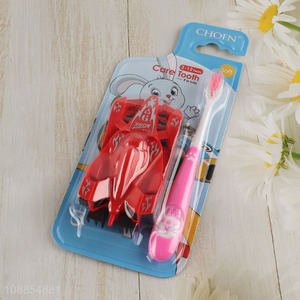 Popular Product Cute Manual Children's Toothbrush with Toy