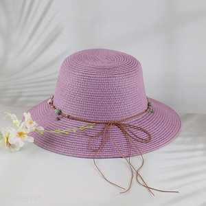 Factory supply purple summer outdoor sun hat straw hat for ladies