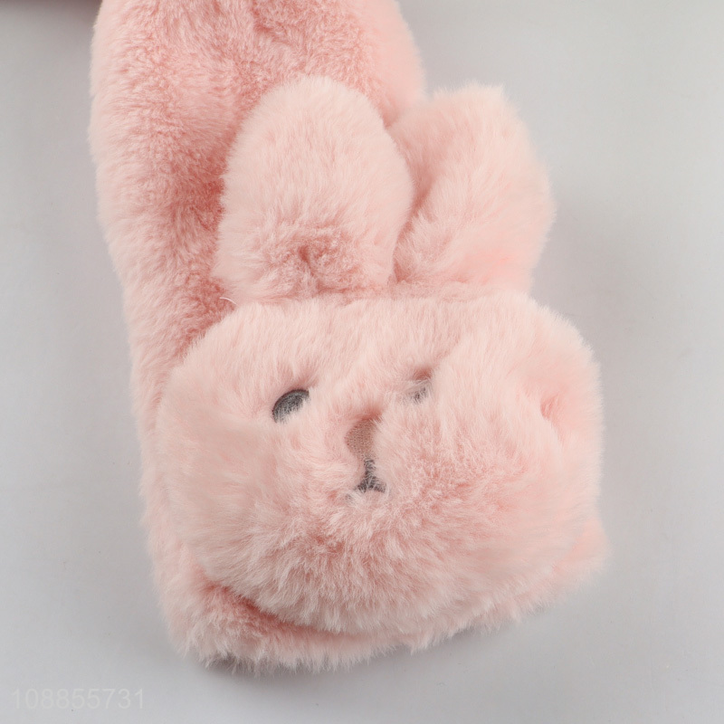 Low price pink rabbit warm kids super soft plush scarf