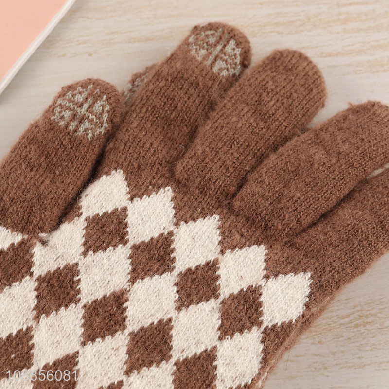 High quality unisex winter knit gloves touch screen cycling gloves