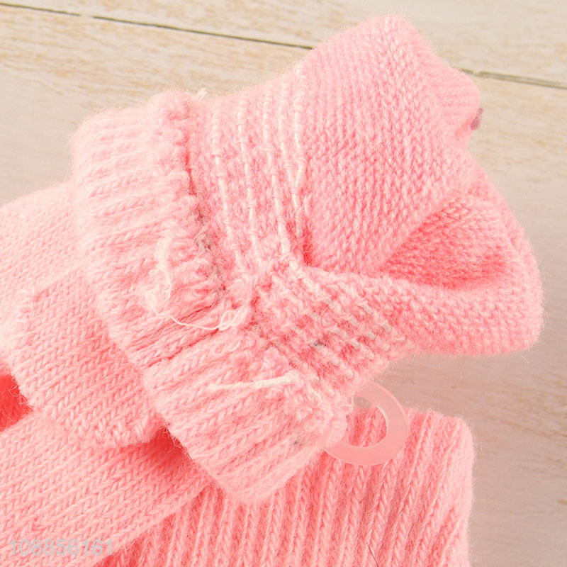 Hot selling solid color winter warm knitted gloves for kids