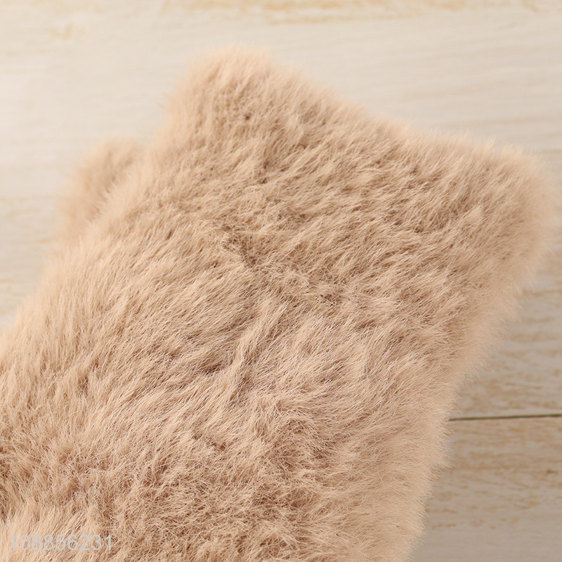 New product winter warm soft fluffy knitted gloves for women men