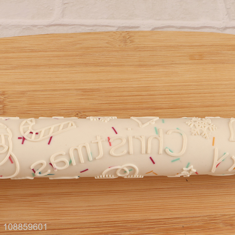 Best price christmas embossing non-stick pastry dough rolling pin