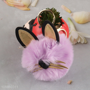 Online wholesale pom pom key chain faux fur  fluffy ball keychain