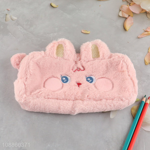 Online wholesale fluffy plush pencil case cute bunny pencil pouch