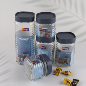 Factory price 4pcs airtight glass canisters dried food storage jars set