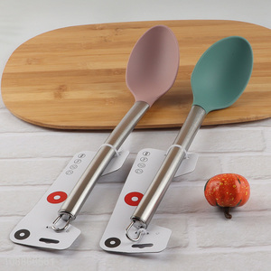 China imports silicone nylon cooking spoon with stainless steel handle
